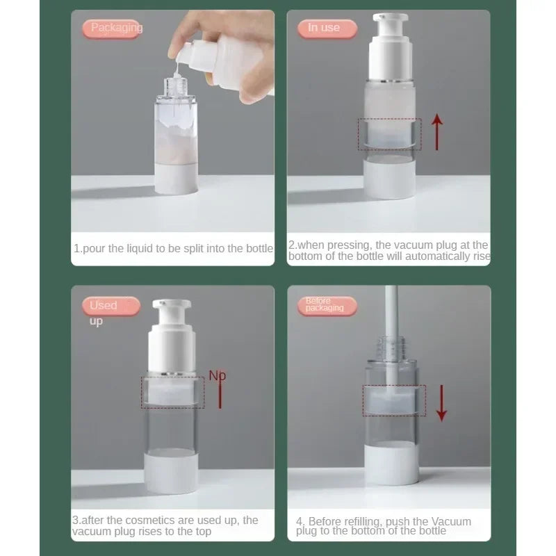 Clear Airless Cosmetic Cream Pump Bottle Travel Size Dispenser Makeup Container for Cream Gel Lotion